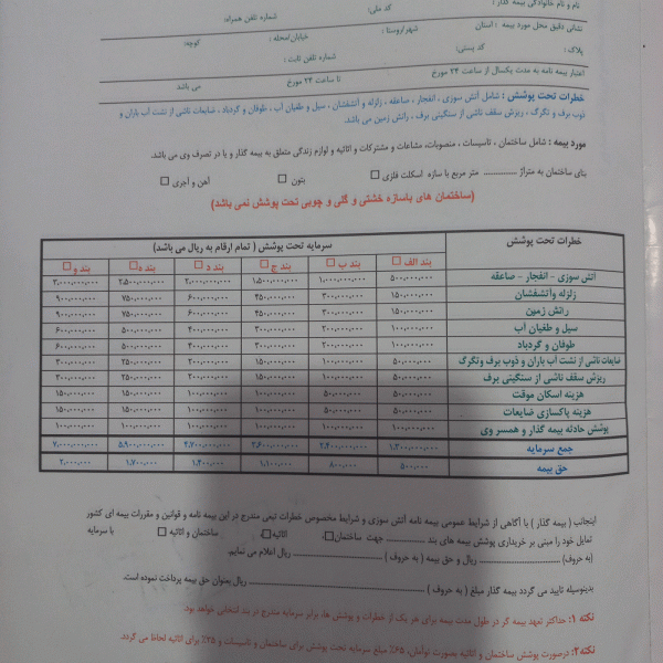 قیمت بیمه اتش سوزی